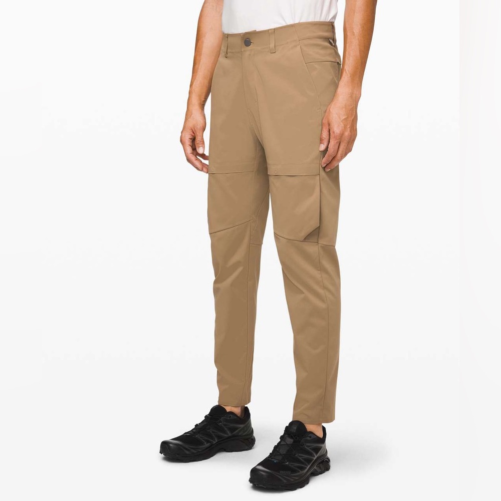Lululemon Mile View Pants Mens 36 Beige Classic Fit Stretch Elastic Waist